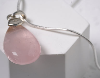 Rose Quartz Pendant in Sterling Silver