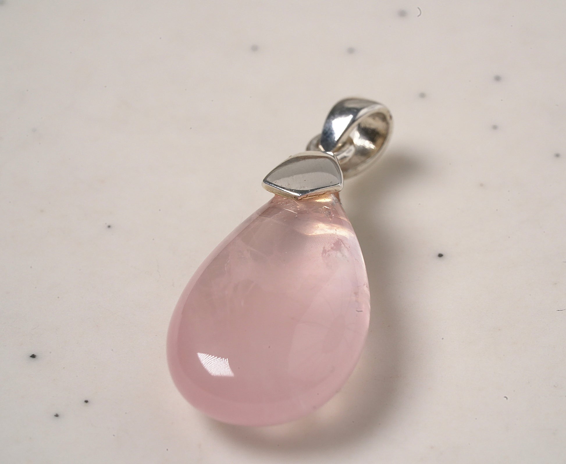 Rose Quartz Pendant in Sterling Silver 925