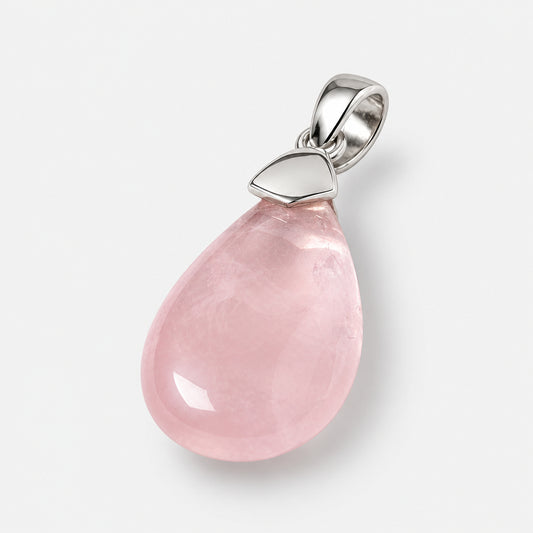 Rose Quartz Pendant in Sterling Silver 925