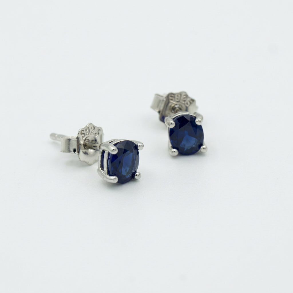 Sapphire Sterling Silver Stud Earrings Griha