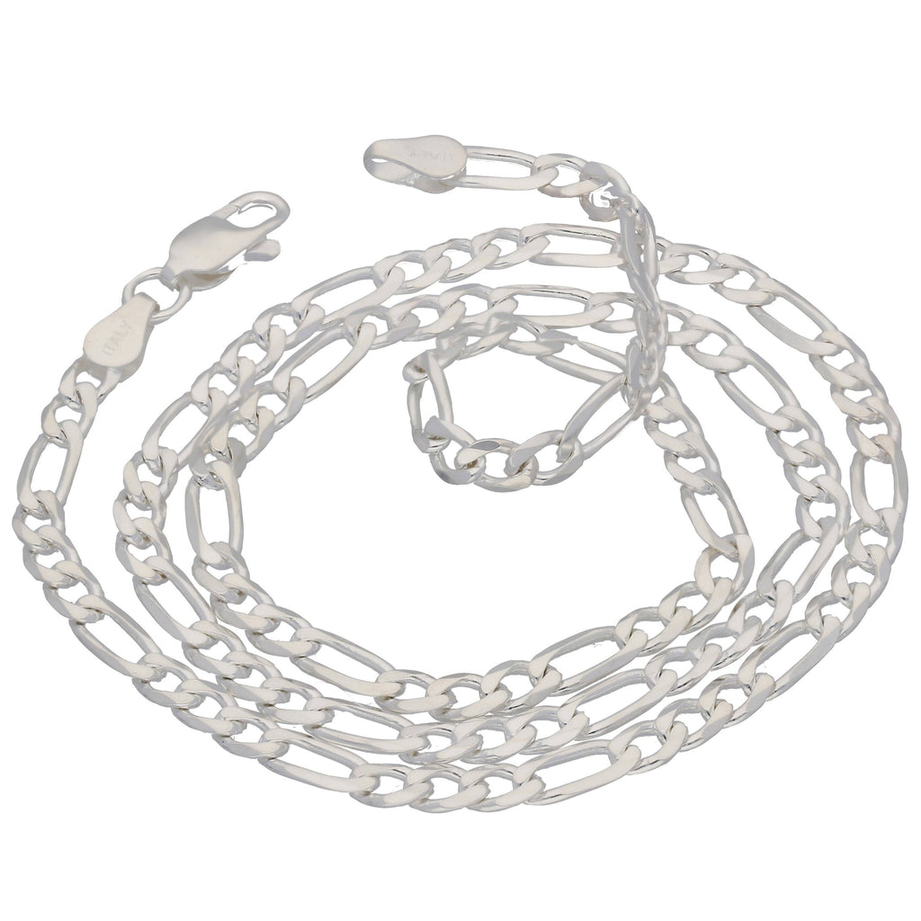  Silver Diamond-Cut Figaro Chain Necklace