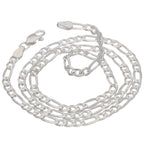  Silver Diamond-Cut Figaro Chain Necklace