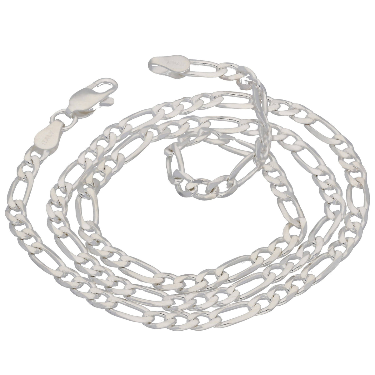 Silver Diamond-Cut Figaro Chain Necklace