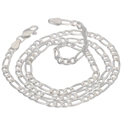  Silver Diamond-Cut Figaro Chain Necklace