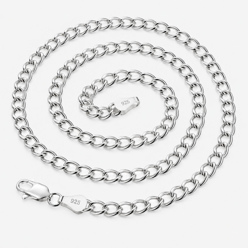  Silver Double Link Chain Charm Necklace