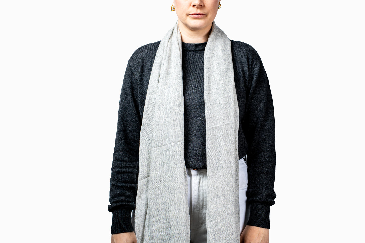 Silver Grey Pashmina Shawl – Lightweight Everyday Unisex Scarf GRIHA