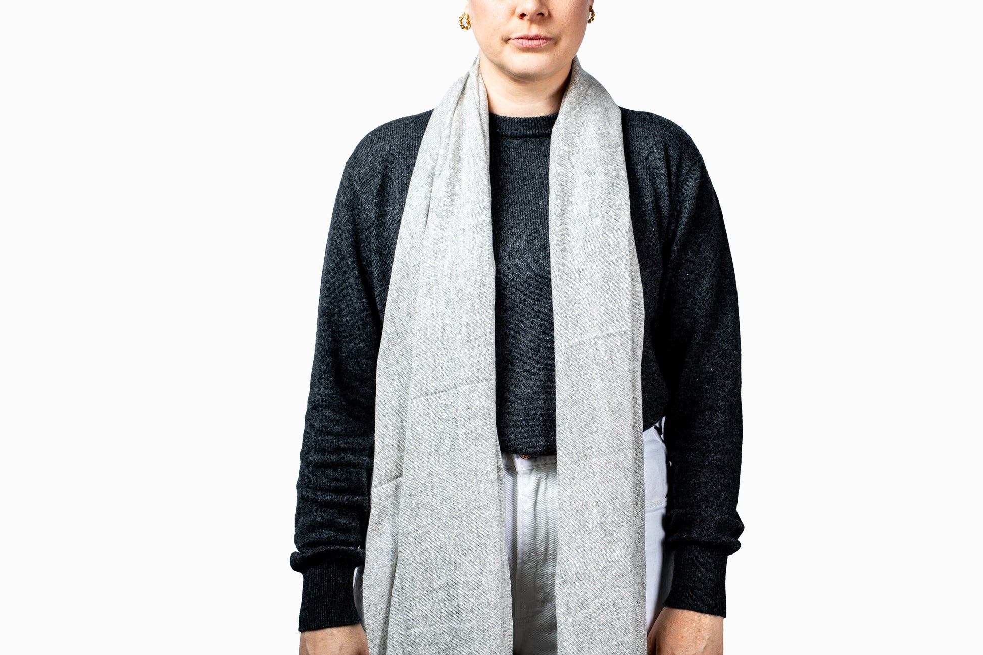 Silver Grey Pashmina Shawl – Lightweight Everyday Unisex Scarf GRIHA
