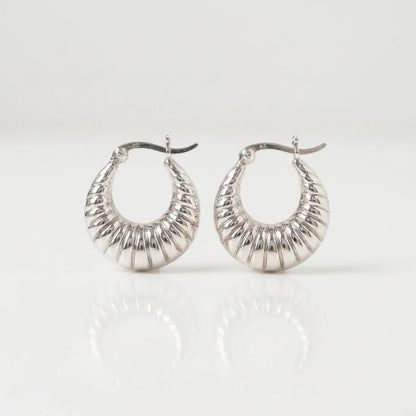 Silver Hoop Earrings- Chunky Style- 925 Sterling Silver- Boho Design | Silver Hoop Earrings- 925 Sterling Silver- Boho Texture and Design