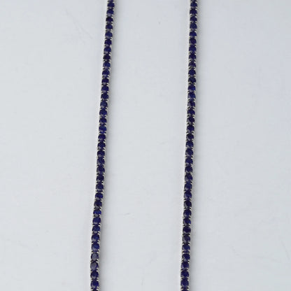 Sterling Silver Sapphire Tennis Necklace