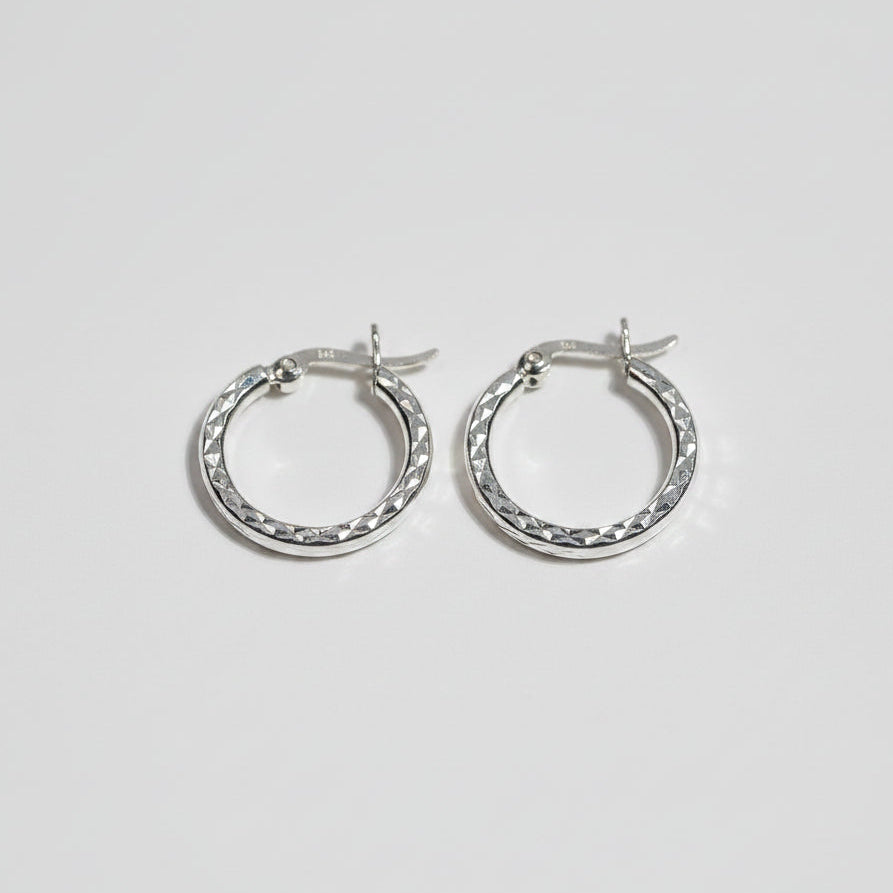 Small Textured Silver Hoop Earrings - Griha Threads & Treasure