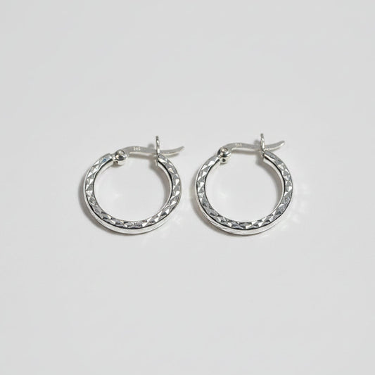 Small Textured Silver Hoop Earrings - Griha Threads & Treasure