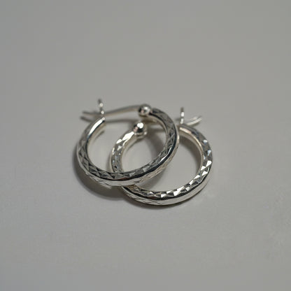 Small Textured Silver Hoop Earrings - Griha Threads & Treasure