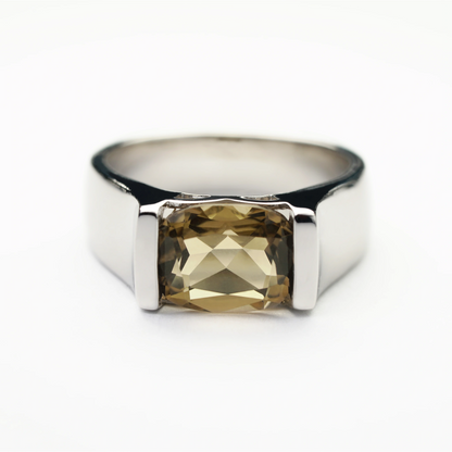 Sterling Silver Smokey Quartz Ring – Rectangular Design