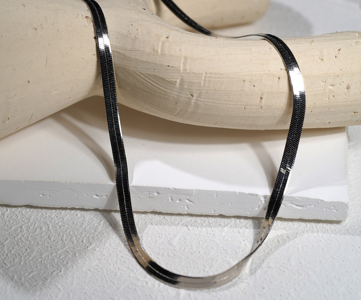 Snake Herringbone Style Chain - Available in Gold-Plated Sterling Silver or 925 Sterling Silver (18-20 inch)