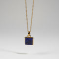 Gold Plated Sterling Silver Necklace with Large Square Real Lapis