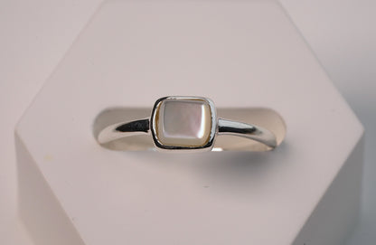 Square Pearl Ring in Sterling Silver