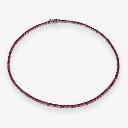 Sterling Silver Ruby Tennis Necklace – Natural Gemstone | Sterling Silver Natural Ruby Tennis Necklace | Griha