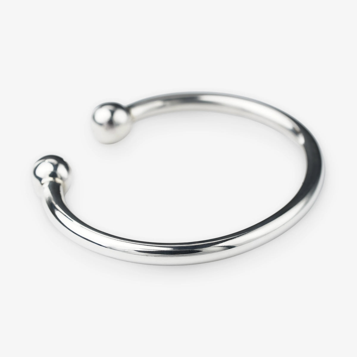 Sterling Silver Solid Cuff Bangle with Ball Ends