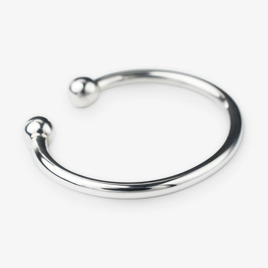 Sterling Silver Solid Cuff Bangle with Ball Ends