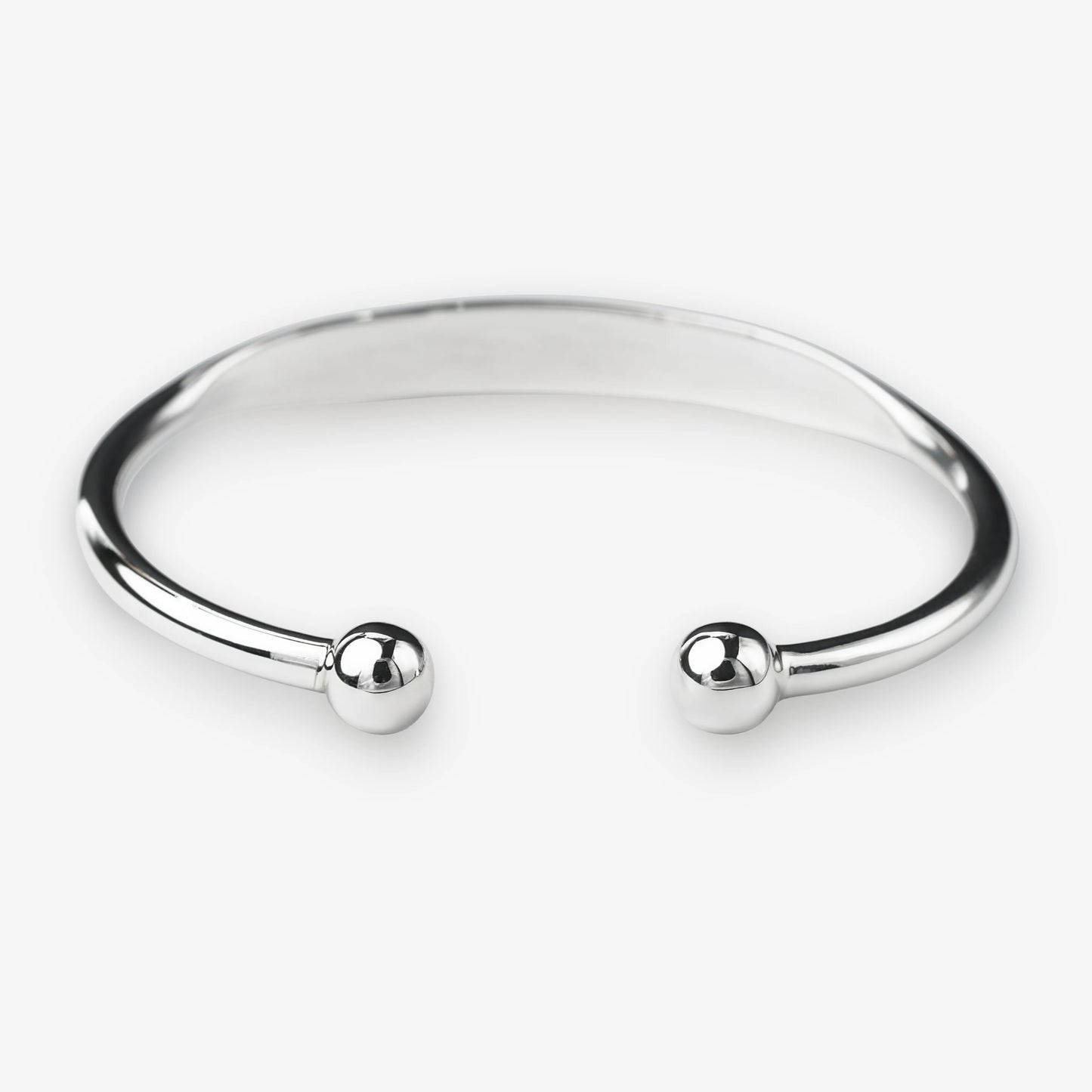 Sterling Silver Torque Bangle with Ball Ends