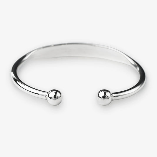 Sterling Silver Torque Bangle with Ball Ends