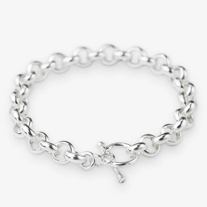 Sterling silver belcher chain bracelet minimalist design 8 inch