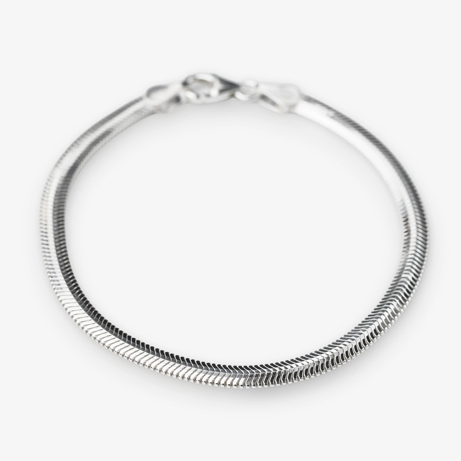 Sterling Silver Flat Snake Chain Bracelet Herringbone Style