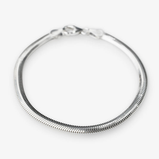 Sterling Silver Flat Snake Chain Bracelet Herringbone Style