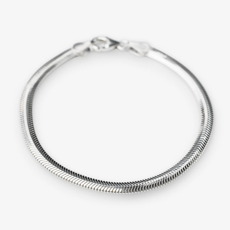 Sterling Silver Flat Snake Chain Bracelet Herringbone Style