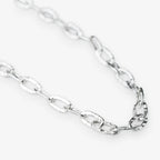 Sterling Silver paperclip chain necklace on a white background