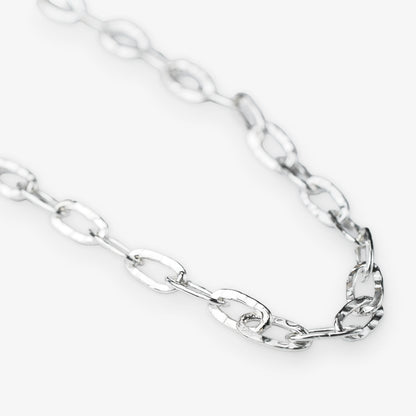 Sterling Silver paperclip chain necklace on a white background