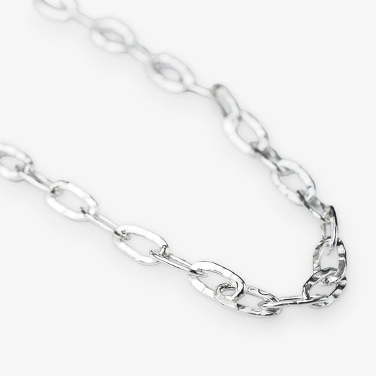 Sterling Silver paperclip chain necklace on a white background