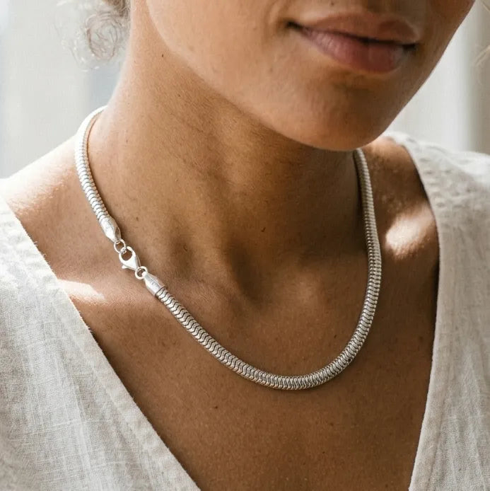 Thick 5mm Sterling Silver Snake Chain Necklace