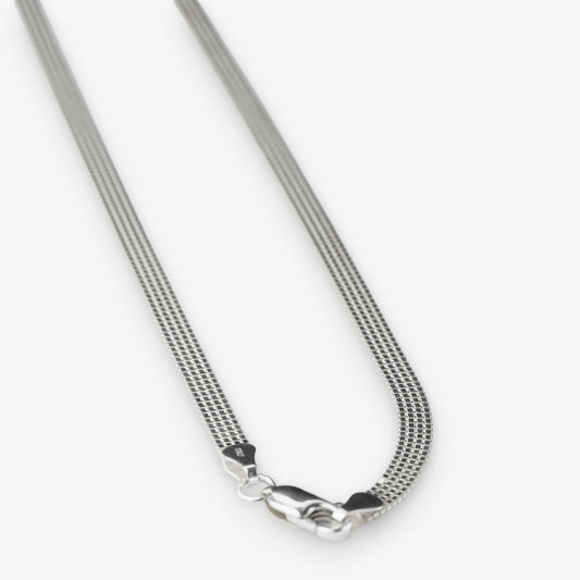 Sterling Silver Solid Mesh Necklace 20 inch on white background