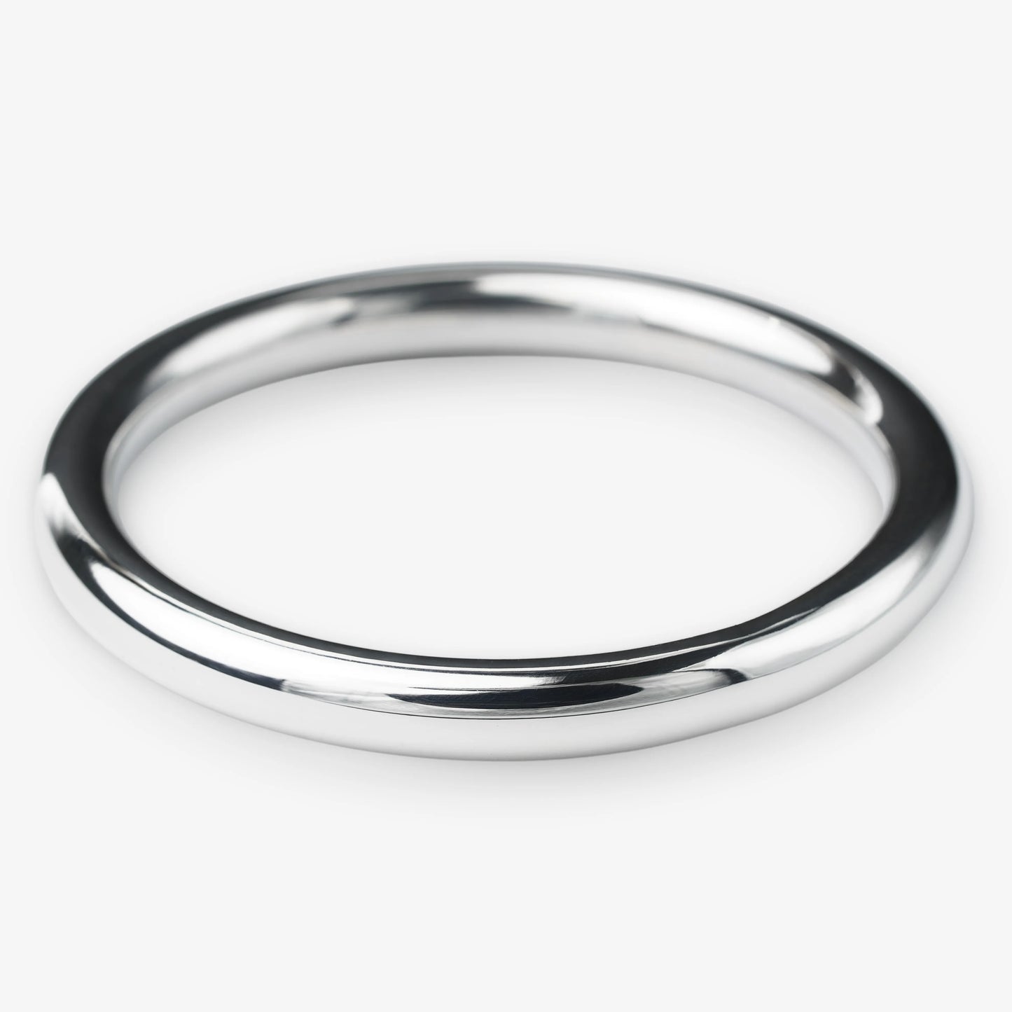 Sterling Silver Solid Simple Round Bangle Bracelet with Mirror Finish