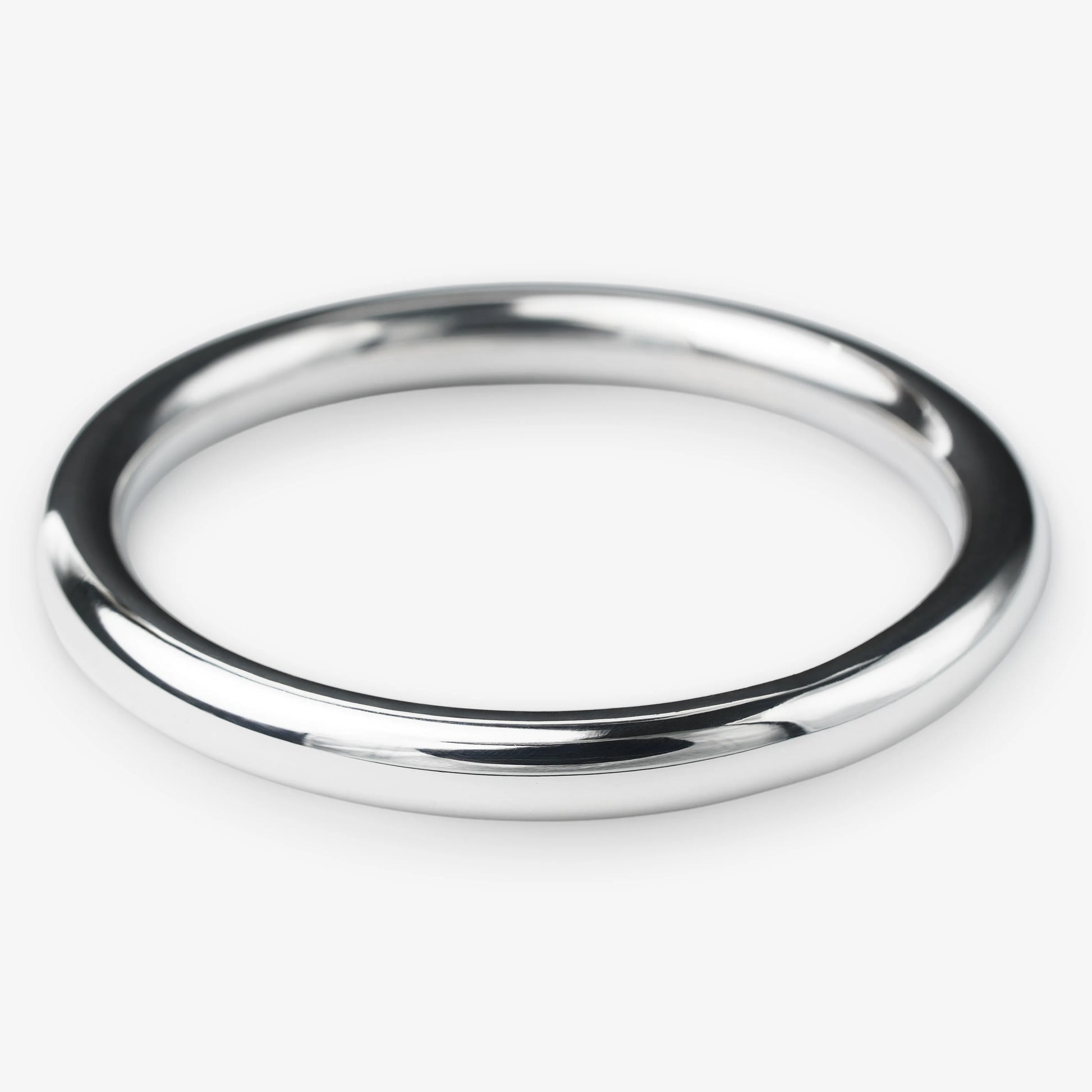 Sterling Silver Solid Simple Round Bangle Bracelet with Mirror Finish