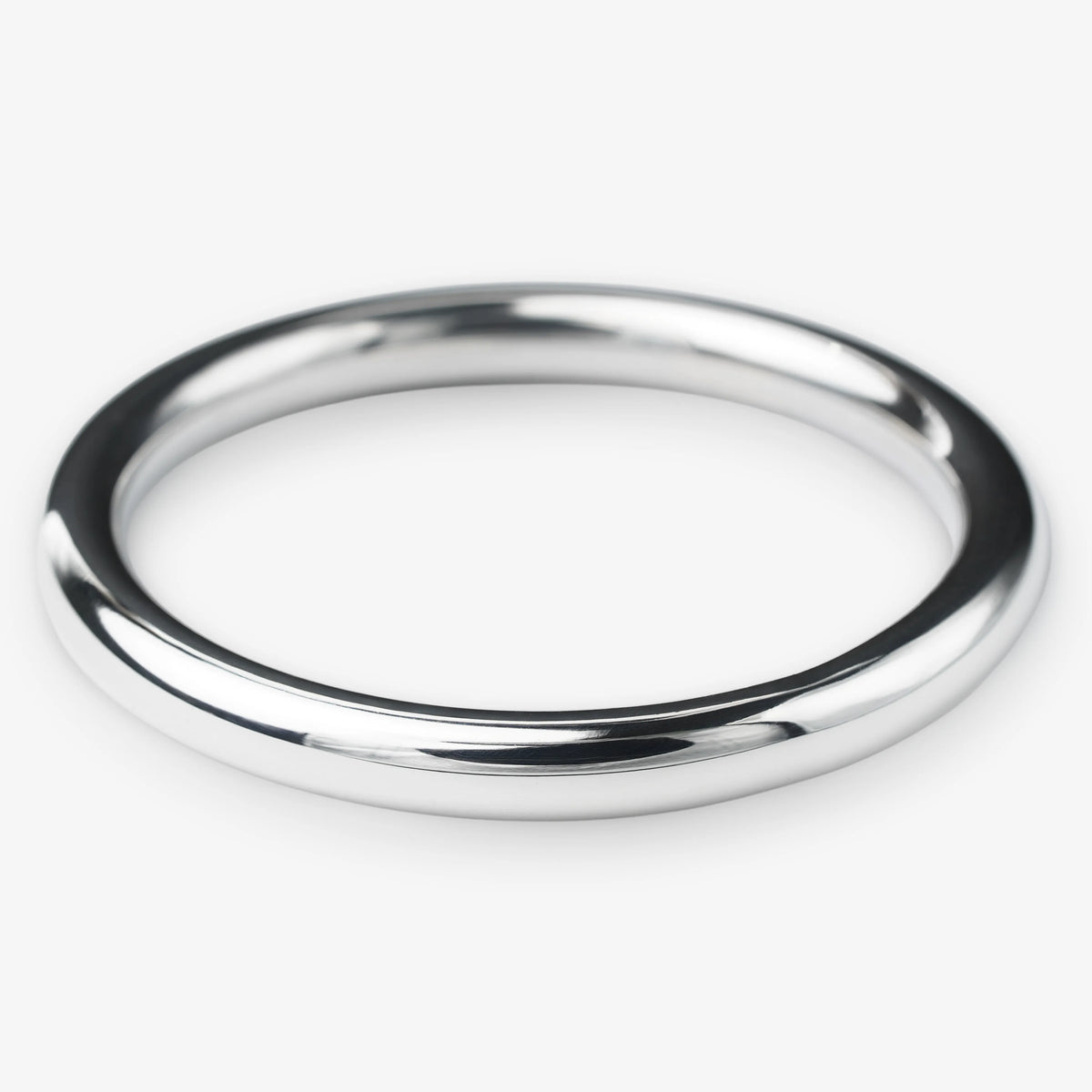 Sterling Silver Solid Simple Round Bangle Bracelet with Mirror Finish