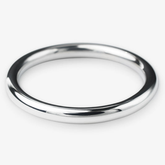 Sterling Silver Solid Simple Round Bangle Bracelet with Mirror Finish