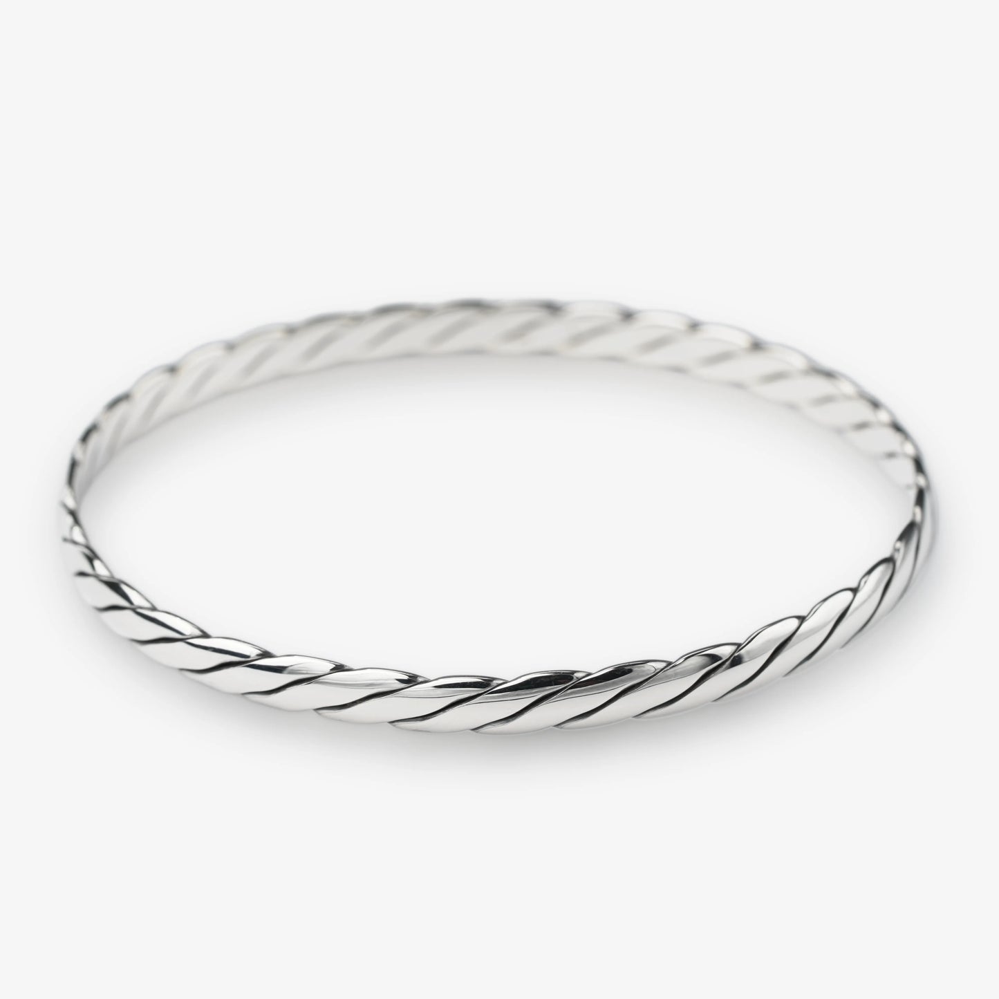 Twisted rope sterling silver bangle