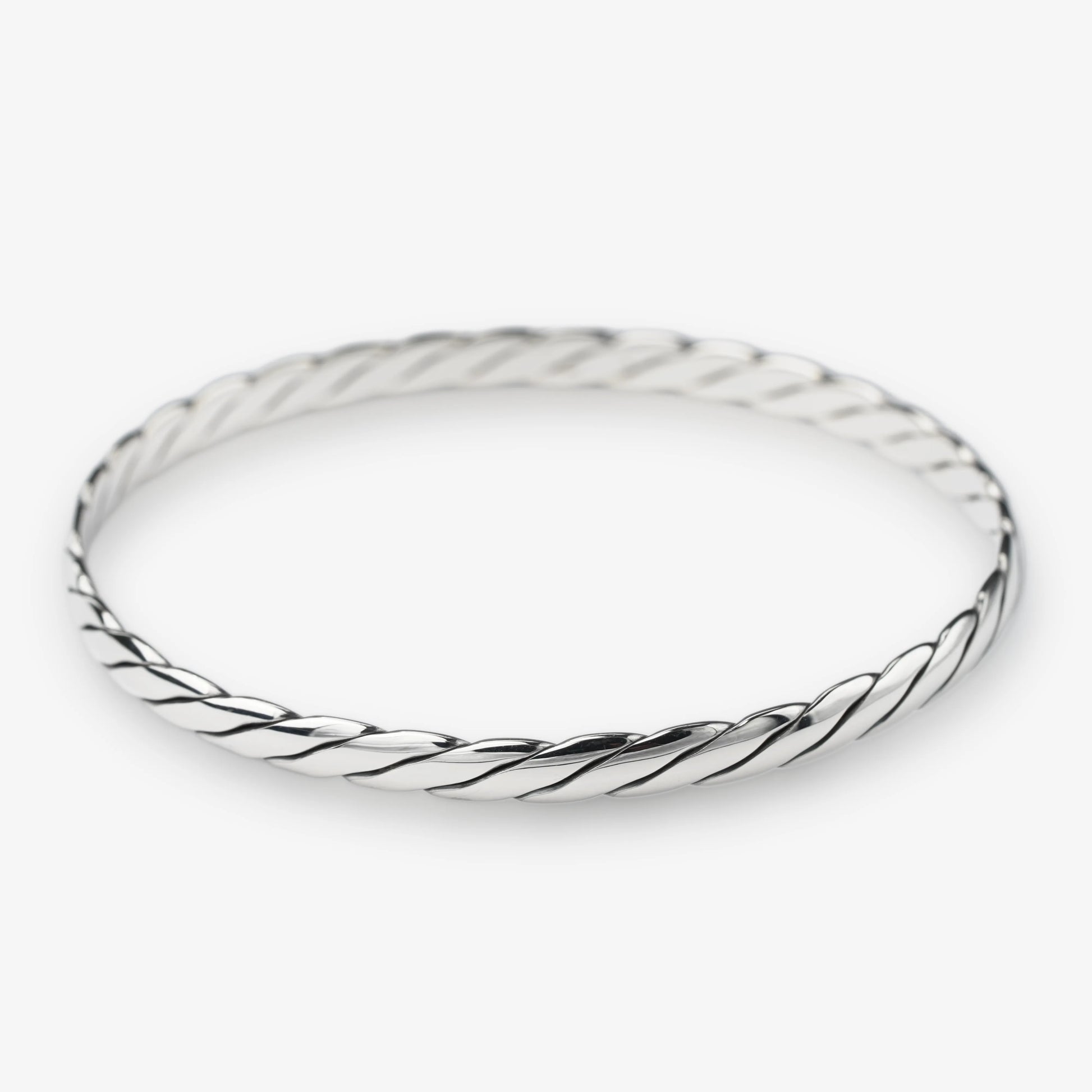Twisted rope sterling silver bangle