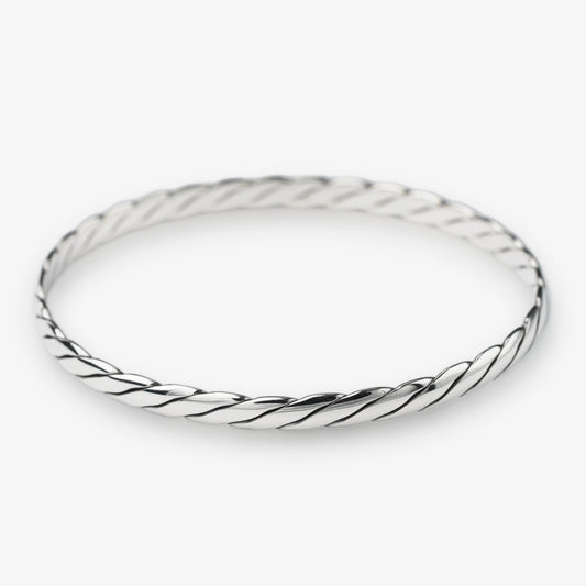Twisted rope sterling silver bangle