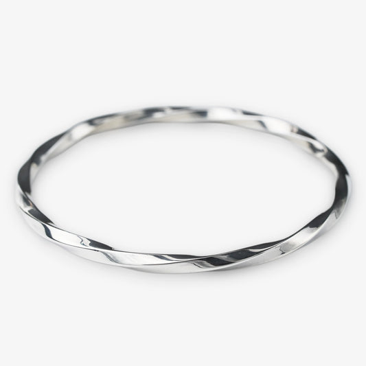 Sterling silver wavy thin bangle abstract design