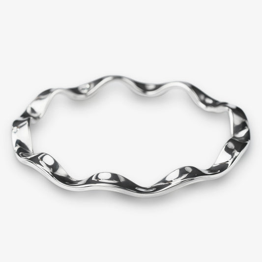 Sterling Silver Wave Bangle – Solid Sculpted