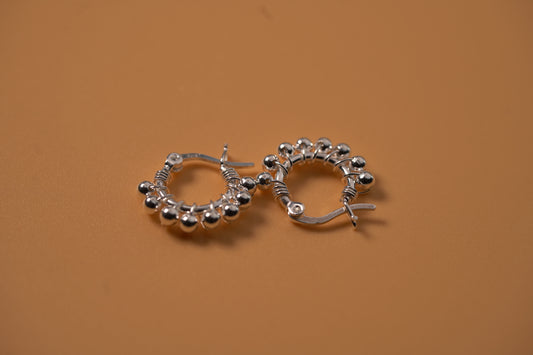 Sterling 925 Silver Embellished Huggie Hoop Earrings