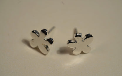Sterling Silver Abstract Flower Stud Earrings
