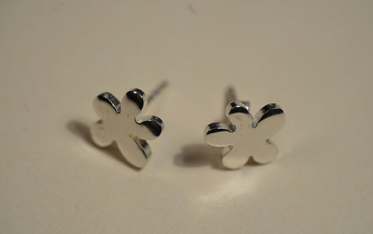 Sterling Silver Abstract Flower Stud Earrings