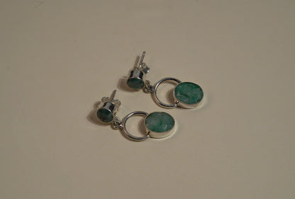 Sterling Silver Aventurine Stone Drop Earrings