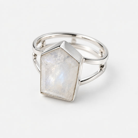 Sterling Silver Chunky White Moonstone Ring