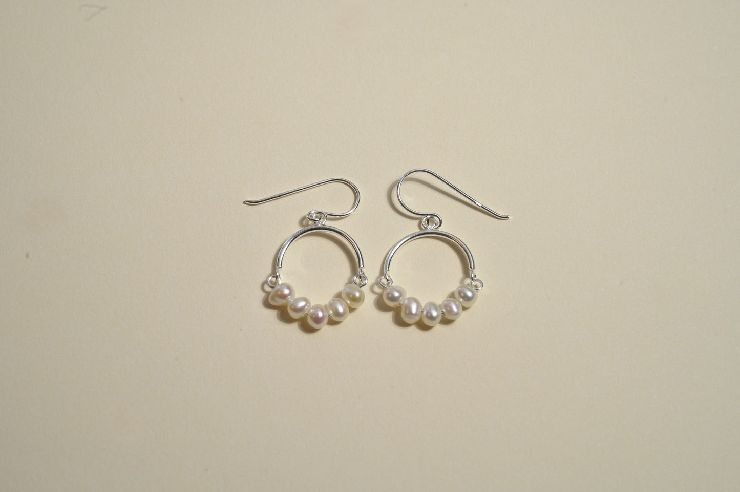 Sterling Silver Circle Earrings with Mother of Pearl