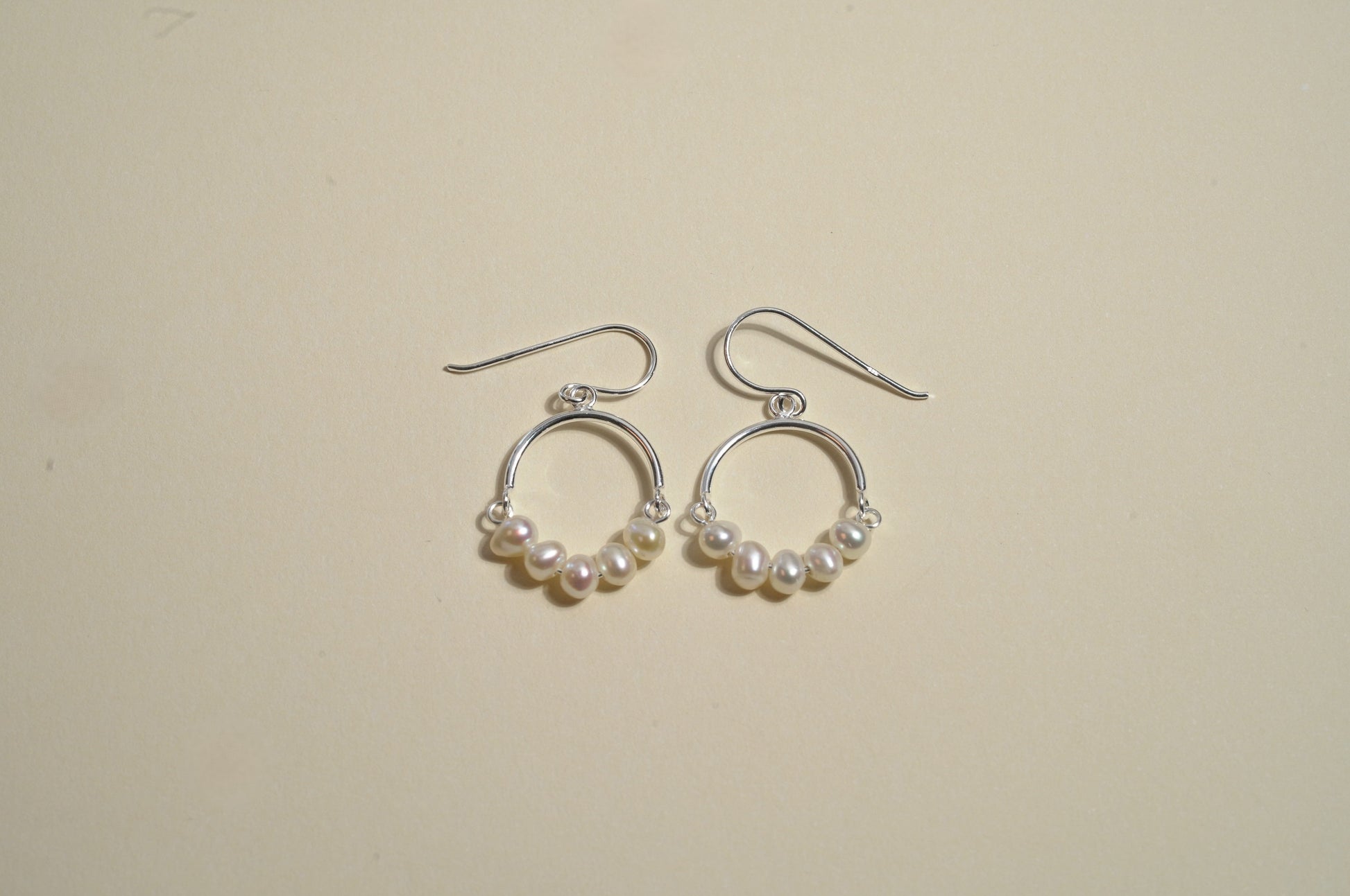 Sterling Silver Circle Earrings with Mother of Pearl